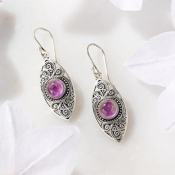 Amethyst Shield Earrings