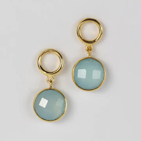 Chalcedony Circle Stud Earrings