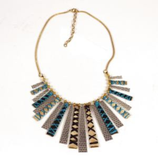 Teal Metal Bib Necklace