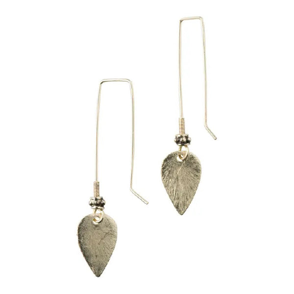 Brass Leaf Drop Earrings