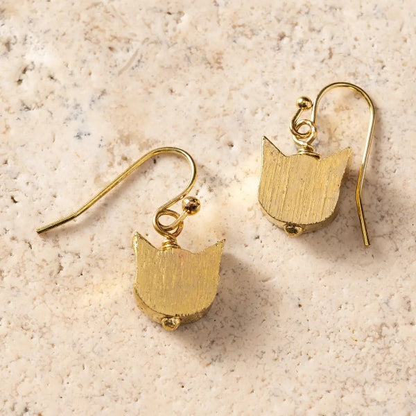 Brass Cat Earrings