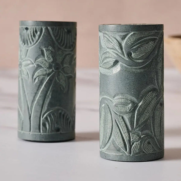 Floral Etched Salt & Pepper Shakers