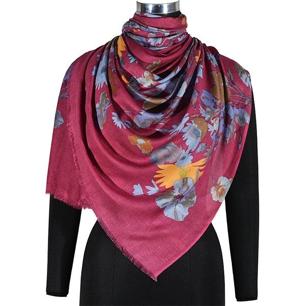 Dark Fuchsia Floral Modal Scarf