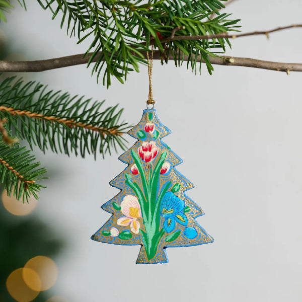 Floral Painted Tree Ornament