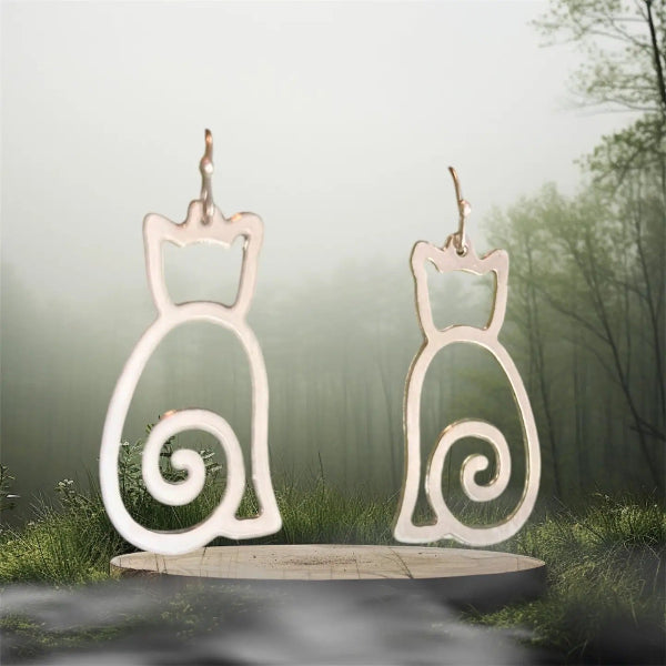 Silver Cat Earrings