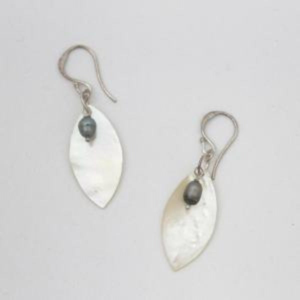 Shell and Pearl Oval Earrings