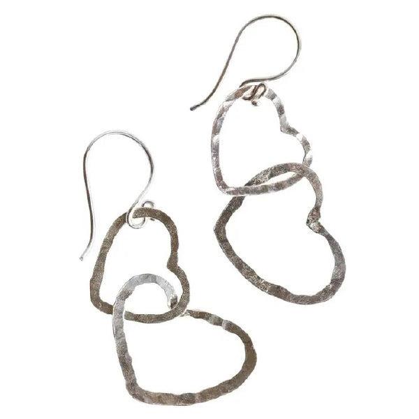 Double Hearts Sterling Earrings