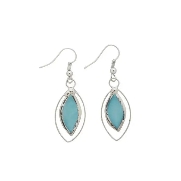 Aqua Teardrop Capiz Shell Earrings