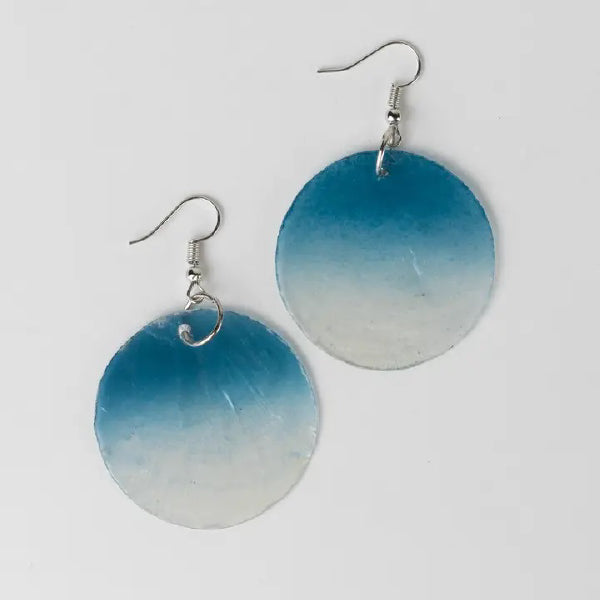 Clear Blue Skies Capiz Disc Earrings