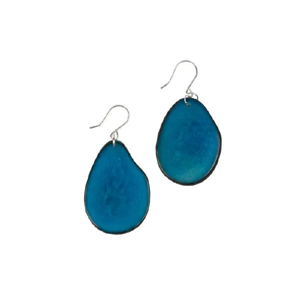 Blue Tagua Chip Earrings