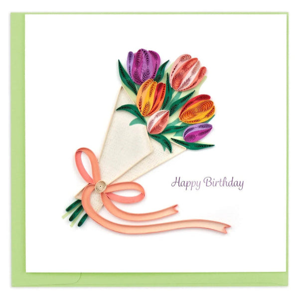 Quilled Card:  Happy Birthday Tulips