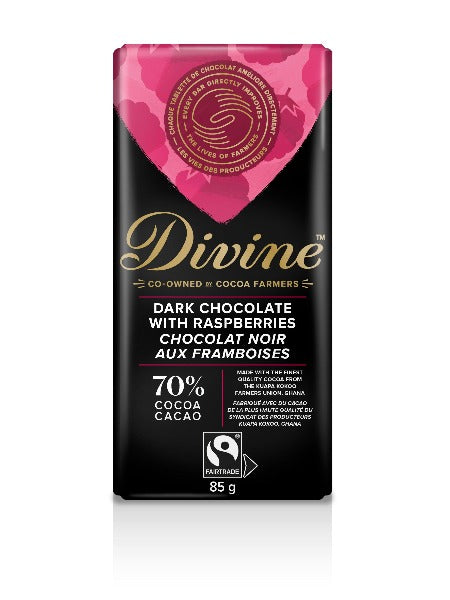 Divine Dark with Raspberries Chocolate Bar
