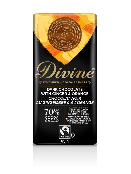 Divine Dark Ginger & Orange Chocolate Bar