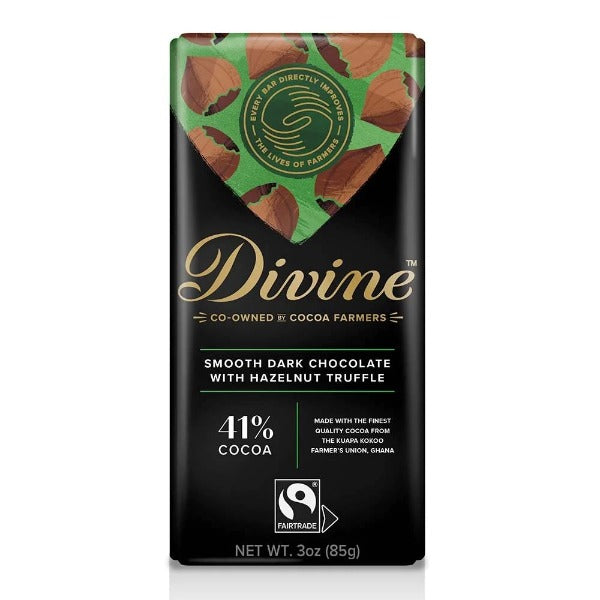 Divine Dark Hazelnut Truffle Chocolate Bar