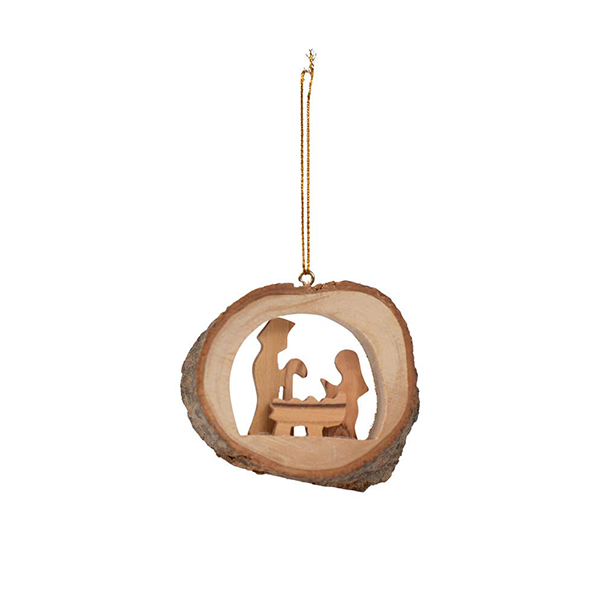 Olive Wood Nativity Tree Ornament
