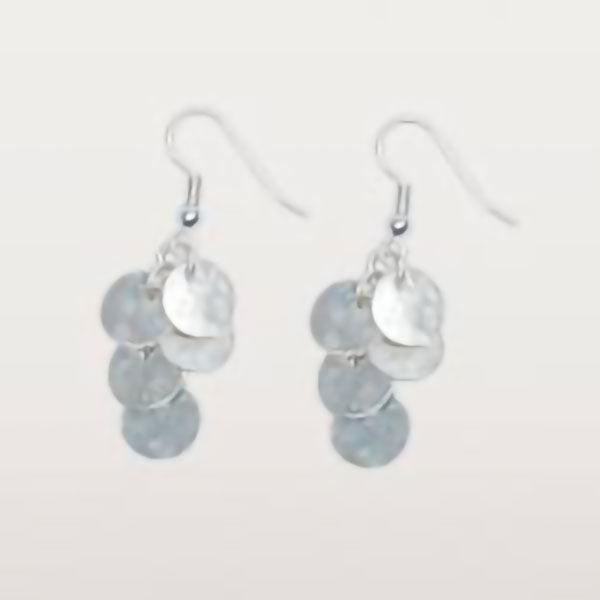 Silver Disc Cluster Earrings
