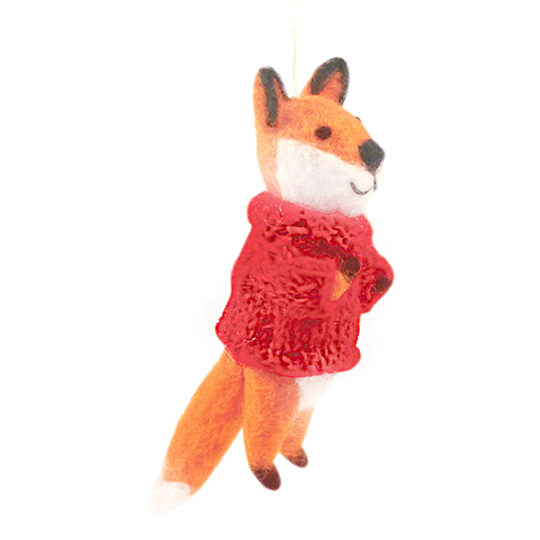 Red Sweater Fox Ornament