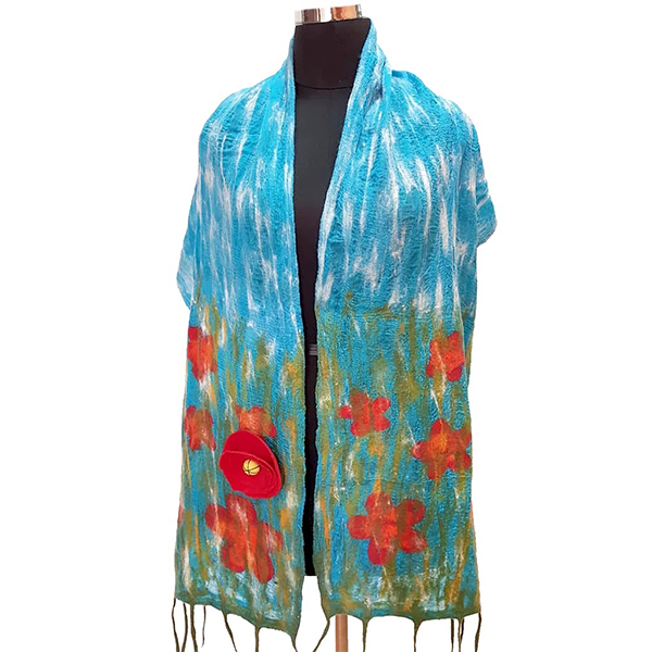 Field of Poppies Felted Scarf