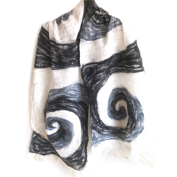 Black & White Felted Scarf