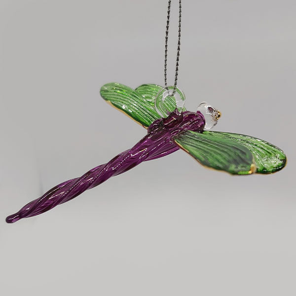 Hand-blown Glass Dragonfly (green/purple)