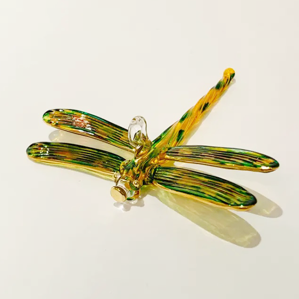 Hand-blown Glass Dragonfly (green/yellow)