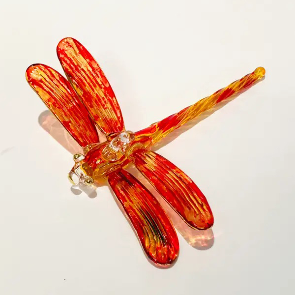 Hand-blown Glass Dragonfly (orange)