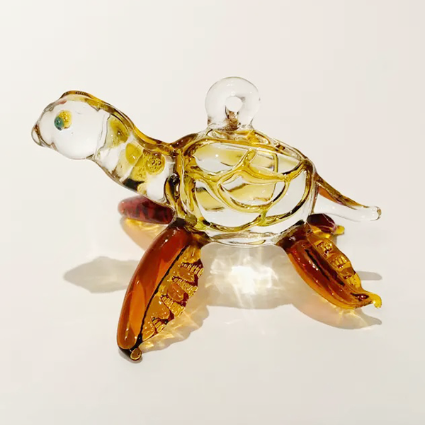 Brown Turtle Glass Ornament