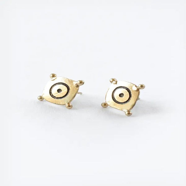 Brass Bullseye Stud Earrings