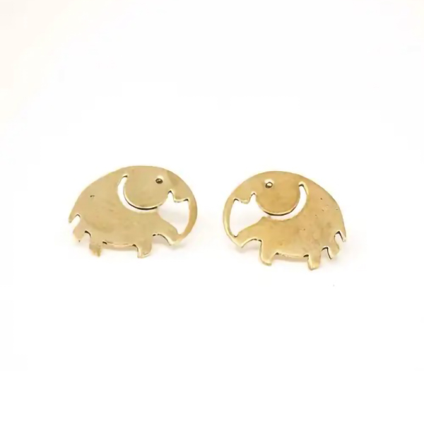 Mighty Elephant Brass Earrings