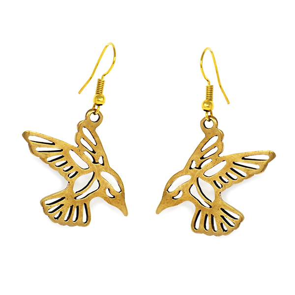 Birds in Flight Brass Earrings