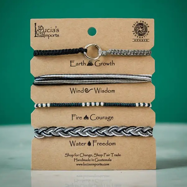 Set of Four Elemental Thread Bracelets
