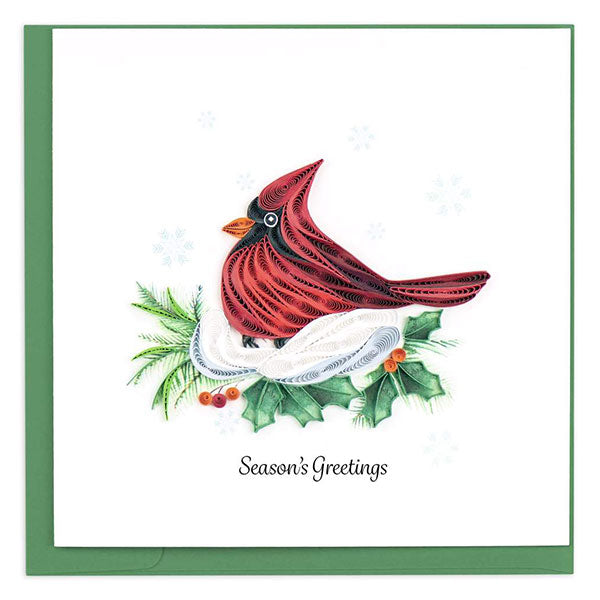 Quilling Card:  Snowy Cardinal