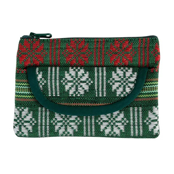 Green Jacquard Woven Coin Purse