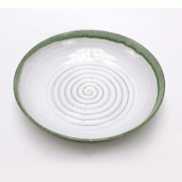 Green Swirls Stoneware Bowl (Lg)