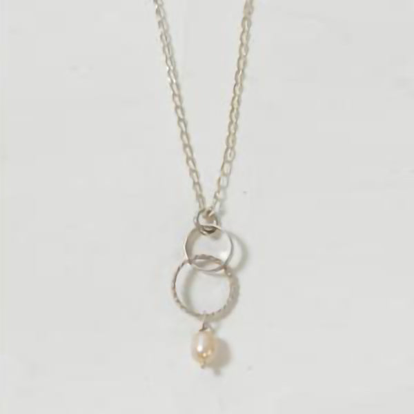 Pink Pearl and Hoop Necklace