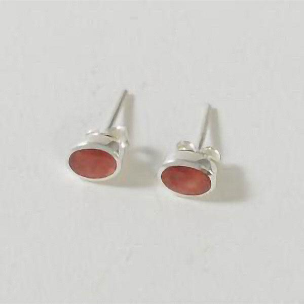 Red Carnelian Sterling Stud Earrings