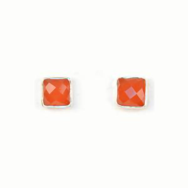 Faceted Red Stud Earrings