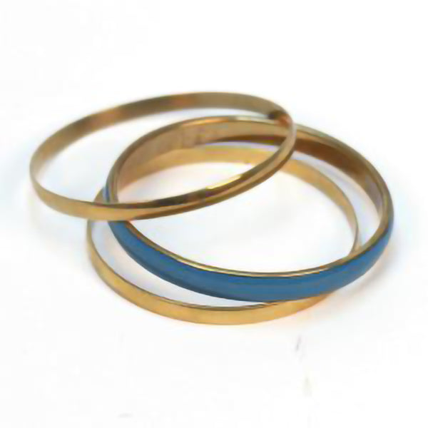 Triple Blue & Brass Bangle Set