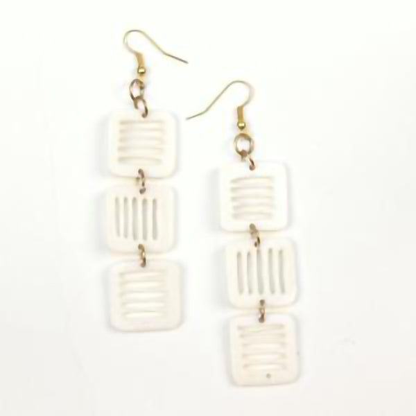 Squares of Rectangles Bone Earrings