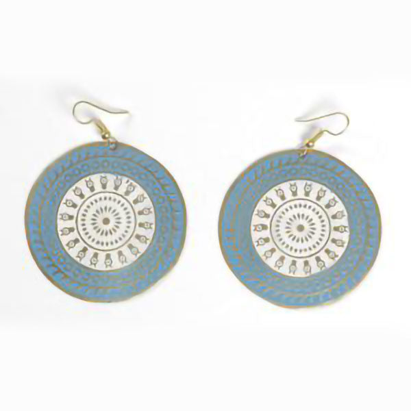 Blue & Gold Disc Earrings