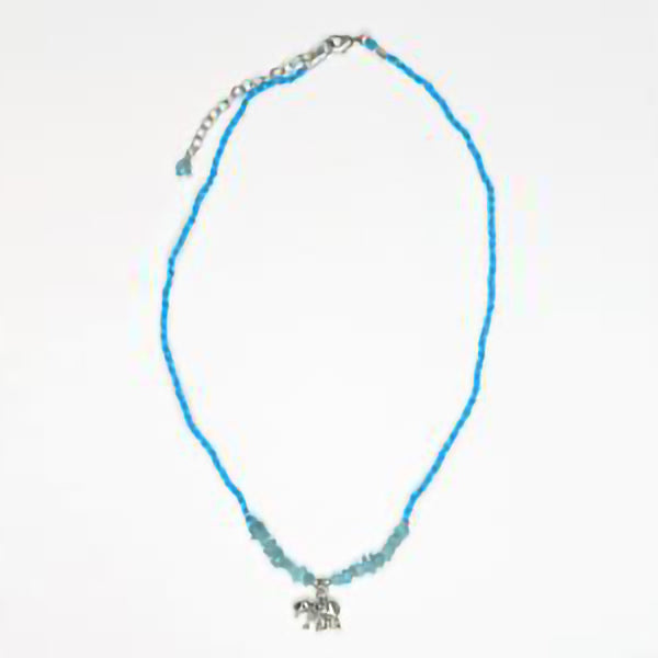 Teal Elephant Pendant Necklace