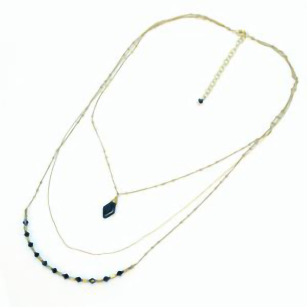 Triple Strand Black Necklace