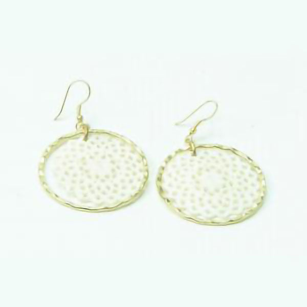 Brass and Bone Filigree Earrings