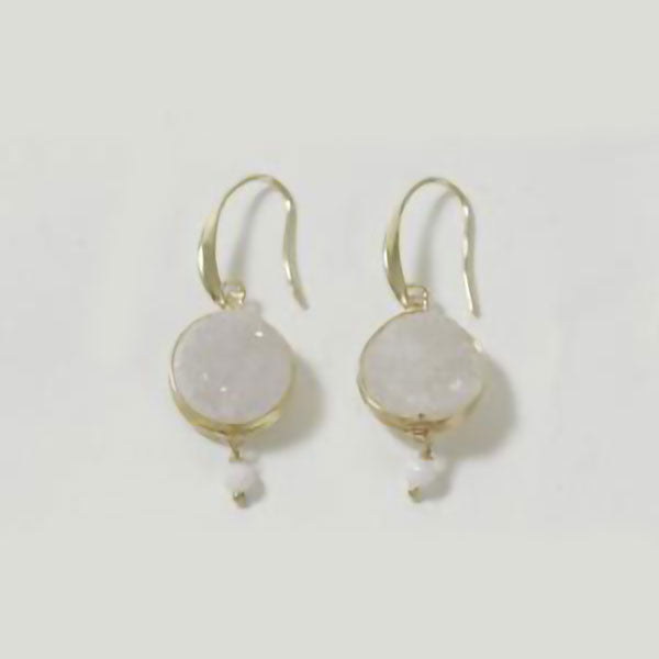 White Geode Earrings