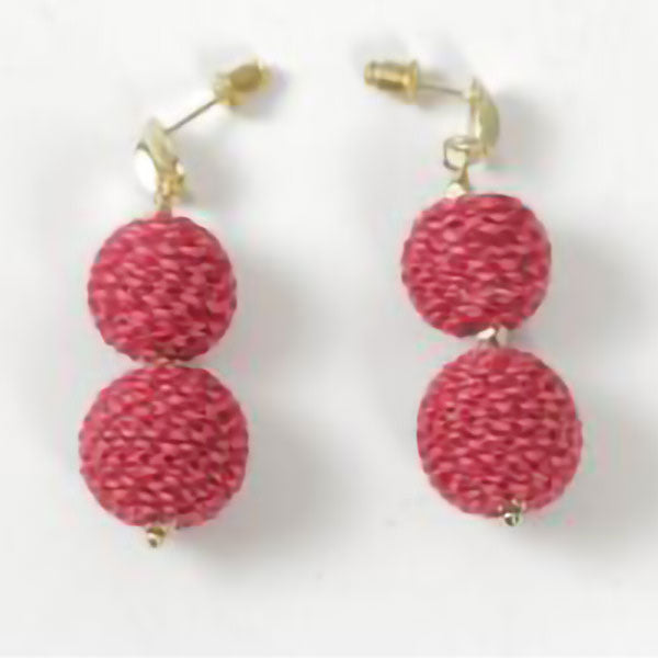 Red Sari Sphere Earrings