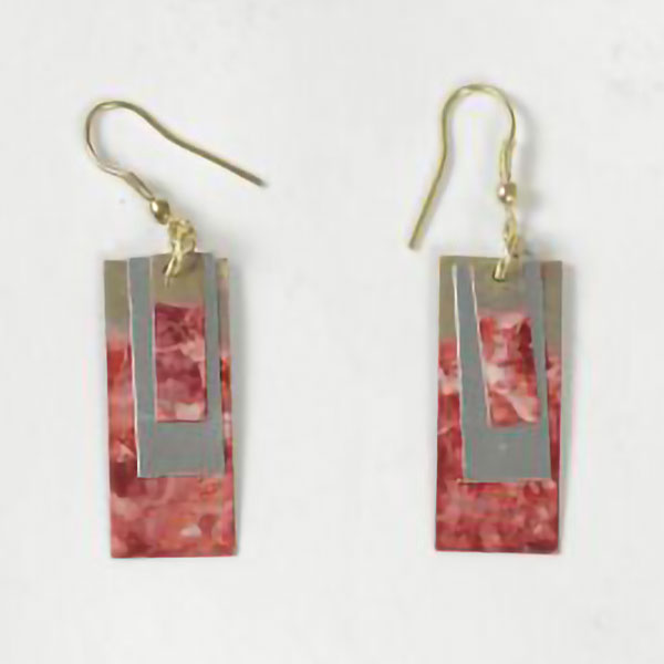 Red Rectangle Earrings