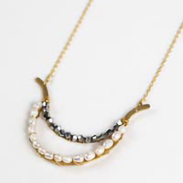 Glittering Pearl Wave Necklace