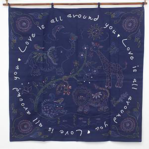 "Love is all around you" Embroidered Wall Hanging