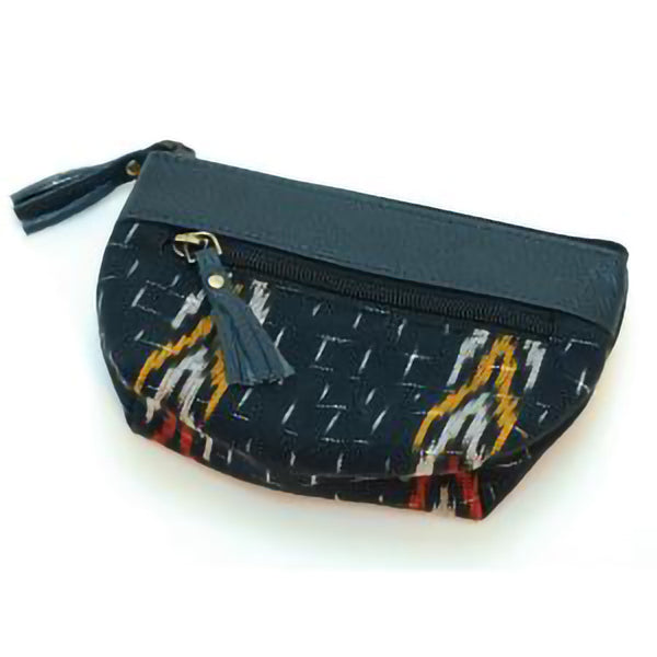 Ikat Weave Leather Pouch