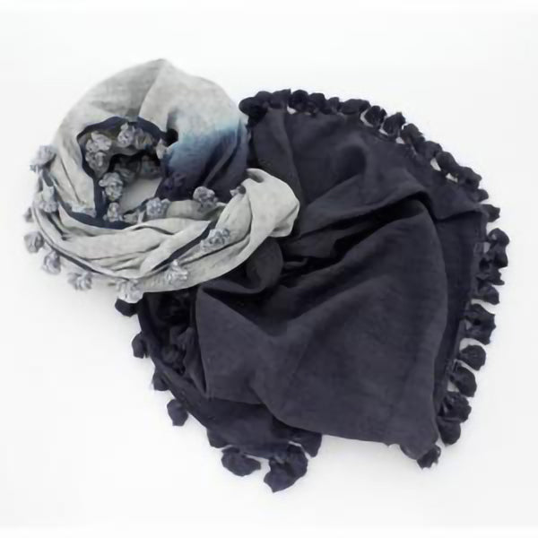 Blue Pom Pom Scarf